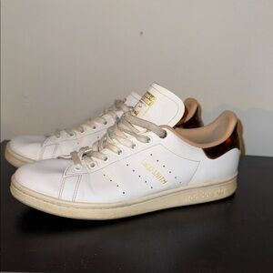 Adidas Stan Smith White and Gold Sneakers
